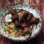 Grilled Lamb Skewers with Bulgur Salad