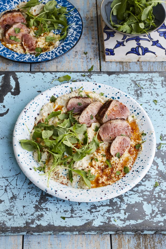 Charred Lamb Loin with Smoky Aubergine Labna Charred Lamb Loin with Smoky Aubergine Labna