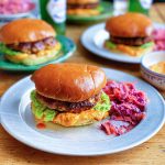 Moroccan Lamb Burgers with Rainbow Slaw