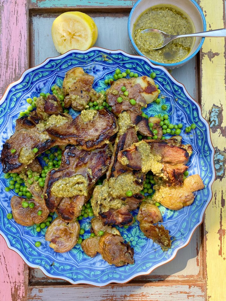 Charred Lamb Crushed New Potatoes Peas and Pesto Charred Lamb Crushed New Potatoes Peas and Pesto