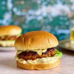 Harissa Lamb Burger with Smoked Aubergine Mayo