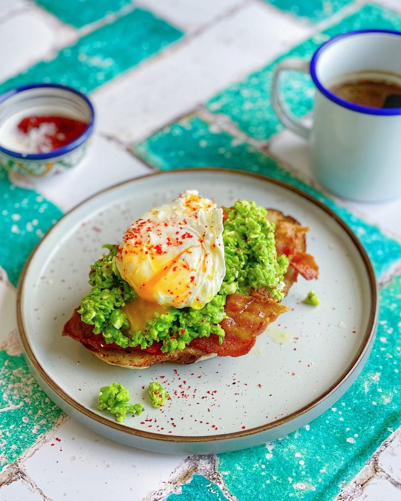 Pea Feta bacon and Egg Brunch