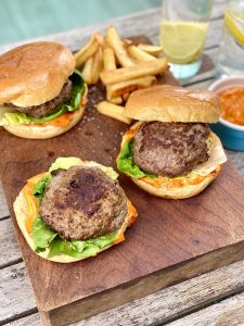 Loaded Cheeseburgers with Harissa Mayonnaise