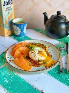 Courgette Pancakes with Eggs and Salmon