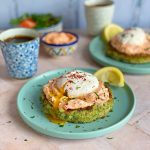 Broccollini Cakes with Poached Eggs and Spiced Yogurt