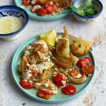 Baked Cod with Tomatoes Fennel and Tahini