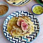 Moroccan Pancakes with Figs and Carob Molasses and Tahini Caramel