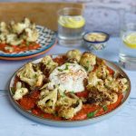 Roasted cauliflower with Romesco Sauce and Burrata