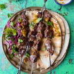 Beef and onion kebabs with amba