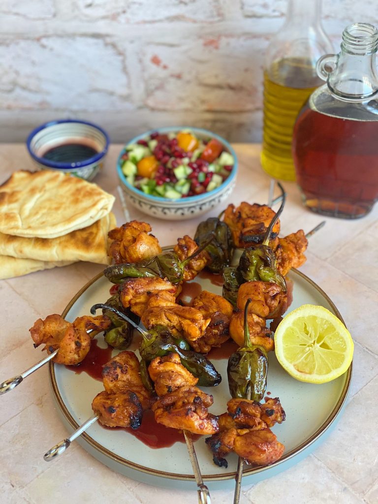 Pomegranate and Maple Chicken Kebabs