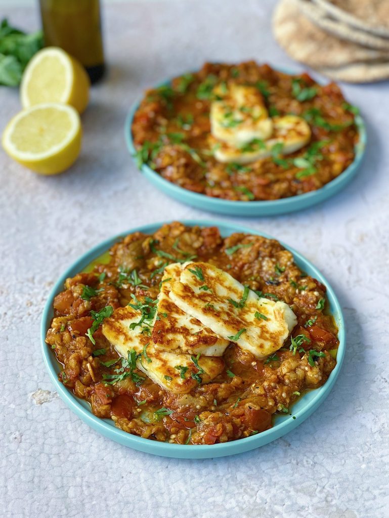 Zaalouk with Crispy Halloumi Zaalouk with Crispy Halloumi