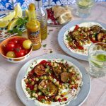 Roasted Aubergine Salad with Amba and Tahini Yogurt