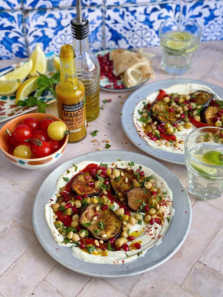 Roasted Aubergine Salad with Amba and Tahini Yogurt