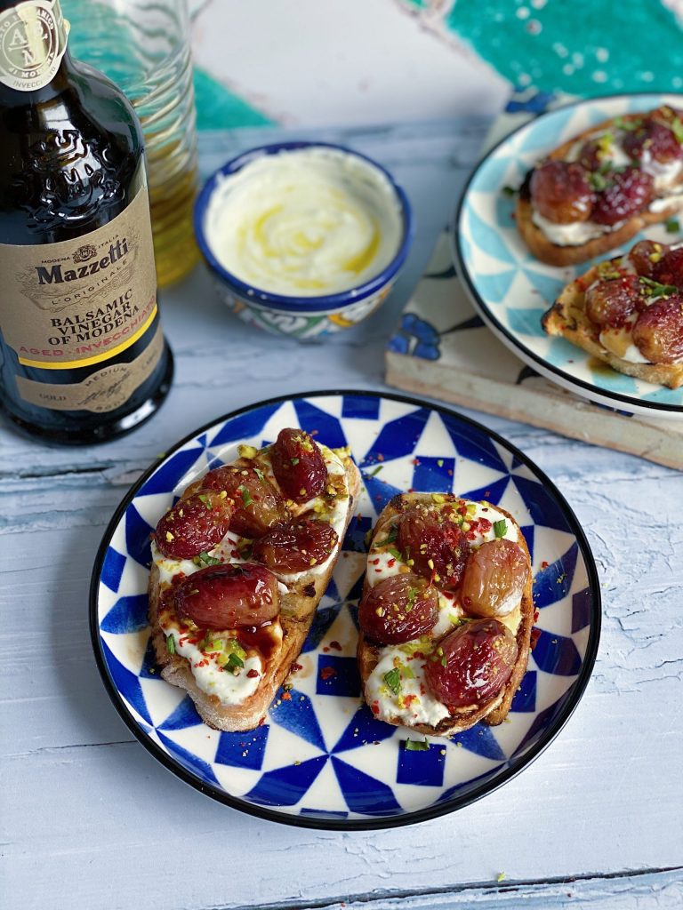 Roasted Balsamic Grape and Whipped Feta Bruschetta Roasted Balsamic Grape and Whipped Feta Bruschetta