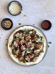 Aubergine Salad with Yogurt and Garlicy tahini