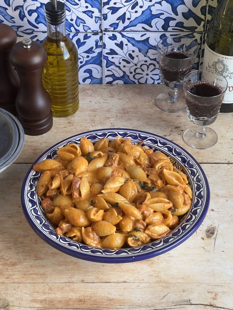 Chorizo and Burrata Pasta