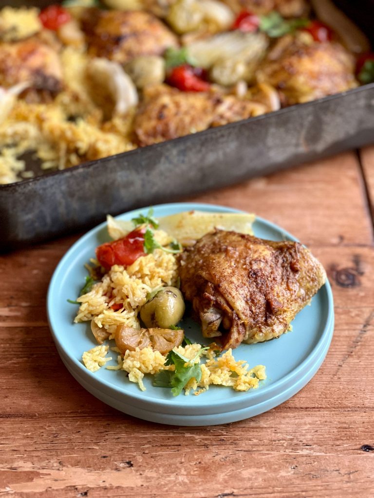 Moroccan Chicken And Rice Traybake