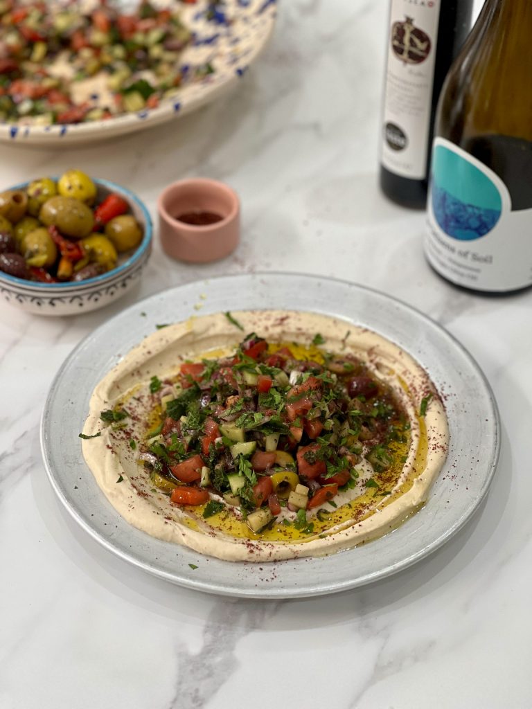 Butterbean hummus with chopped salad