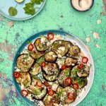 Creamy soy and garlic aubergines