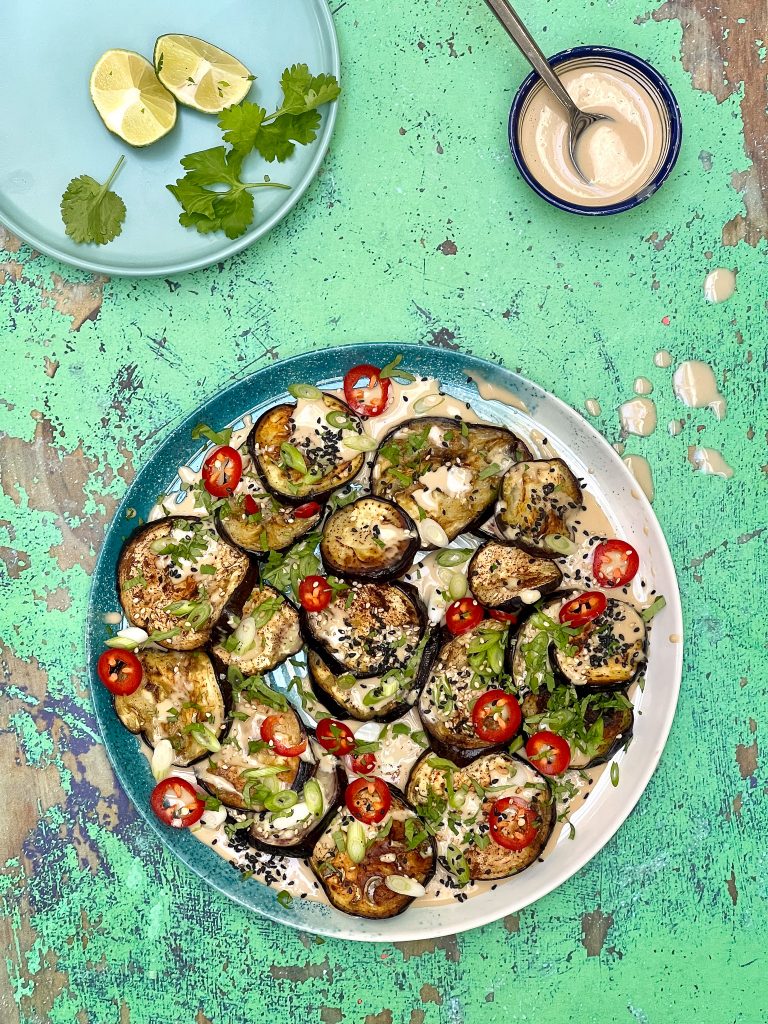 Creamy soy and garlic aubergines Creamy soy and garlic aubergines